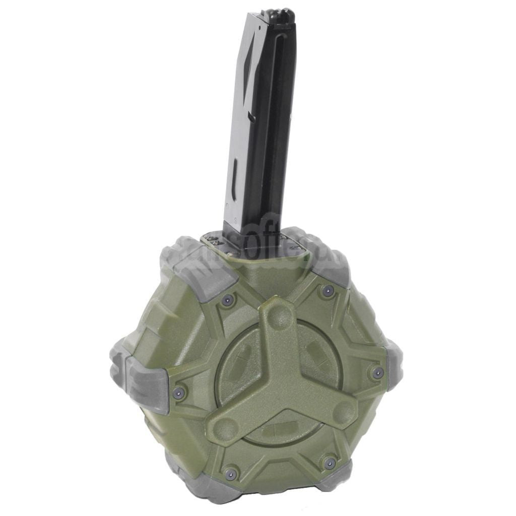 WE (WE-TECH) 350rd Gas Trommelmagazin Geeignet für AW MB Serie / KJW / WE / Tokyo Marui M9 M92 GBB Pistolen Airsoft