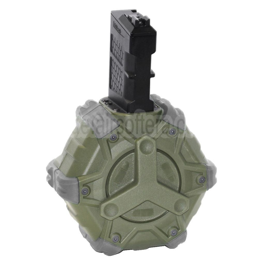 WE (WE-TECH) 350rd Gas Trommelmagazin Geeignet für WE (WE-TECH) Open Bolt Typ L85 / SCAR-L / R5C / T65 / HK416 / AR M4 M16 GBB Gewehre Airsoft