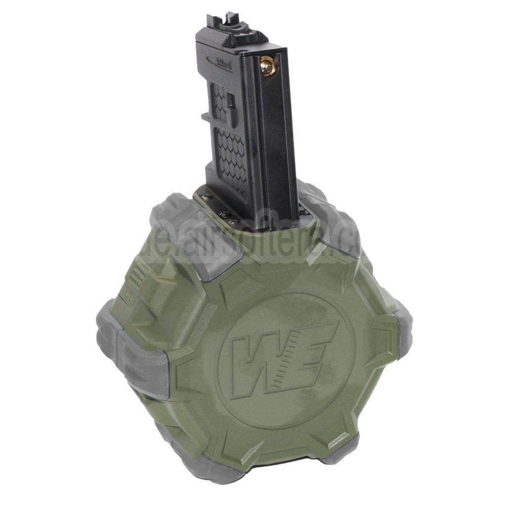 WE (WE-TECH) 350rd Gas Trommelmagazin Geeignet für WE (WE-TECH) Open Bolt Typ L85 / SCAR-L / R5C / T65 / HK416 / AR M4 M16 GBB Gewehre Airsoft