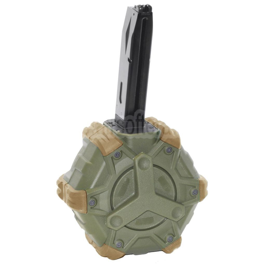 WE (WE-TECH) 350rd Gas Trommelmagazin Geeignet für AW MB Serie / KJW / WE / Tokyo Marui M9 M92 GBB Pistolen Airsoft