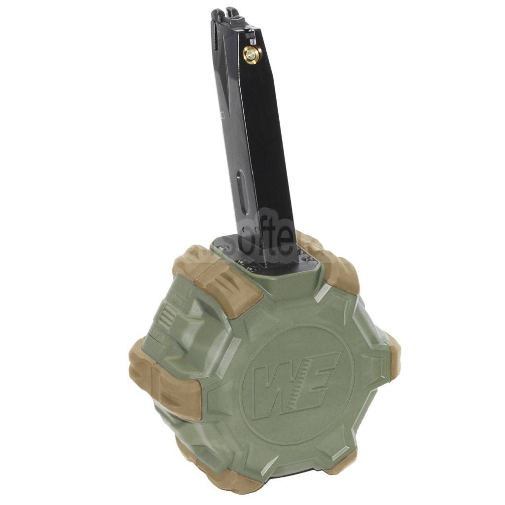 WE (WE-TECH) 350rd Gas Trommelmagazin Geeignet für AW MB Serie / KJW / WE / Tokyo Marui M9 M92 GBB Pistolen Airsoft