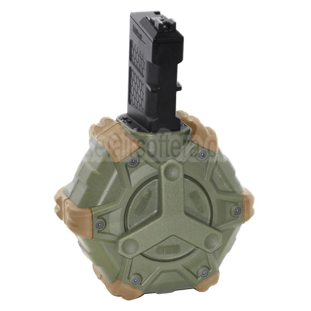 WE (WE-TECH) 350rd Gas Trommelmagazin Geeignet für WE (WE-TECH) Open Bolt Typ L85 / SCAR-L / R5C / T65 / HK416 / AR M4 M16 GBB Gewehre Airsoft