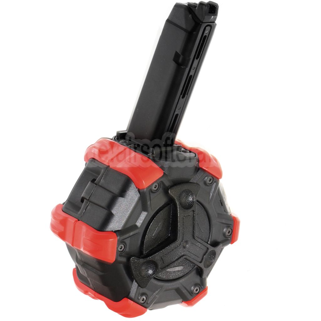 DOUBLE BELL 350rd Gas Adaptive Trommelmagazin Geeignet für G17 G18C G-Serie GBB Pistolen Airsoft