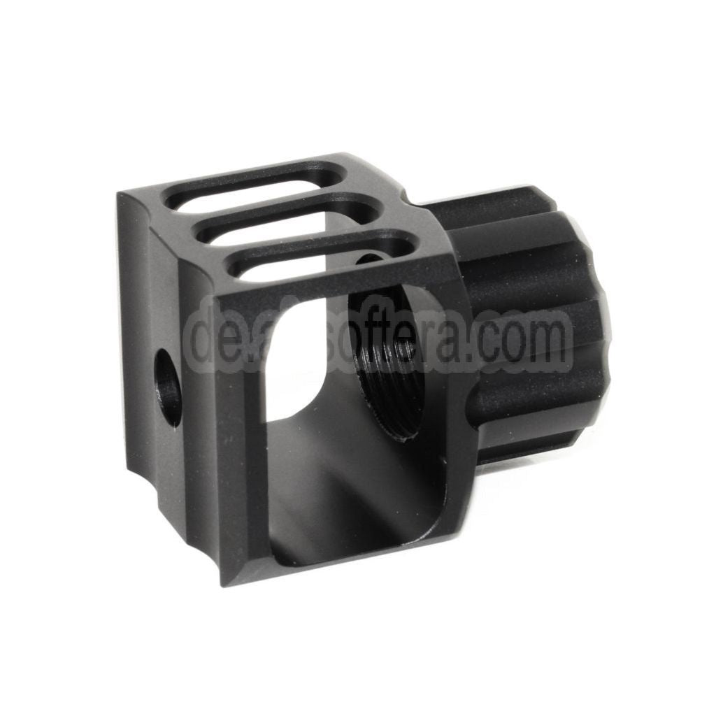 5KU CNC Aluminium LAF-24 Stil Mündungsbremse Mündungsfeuerdämpfer Geeignet für +24mm CW Clockwise Thread Barrel Gewehre Airsoft Schwarz