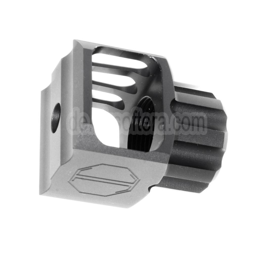 5KU CNC Aluminium LAF-24 Stil Mündungsbremse Mündungsfeuerdämpfer Geeignet für +24mm CW Clockwise Thread Barrel Gewehre Airsoft Schwarz