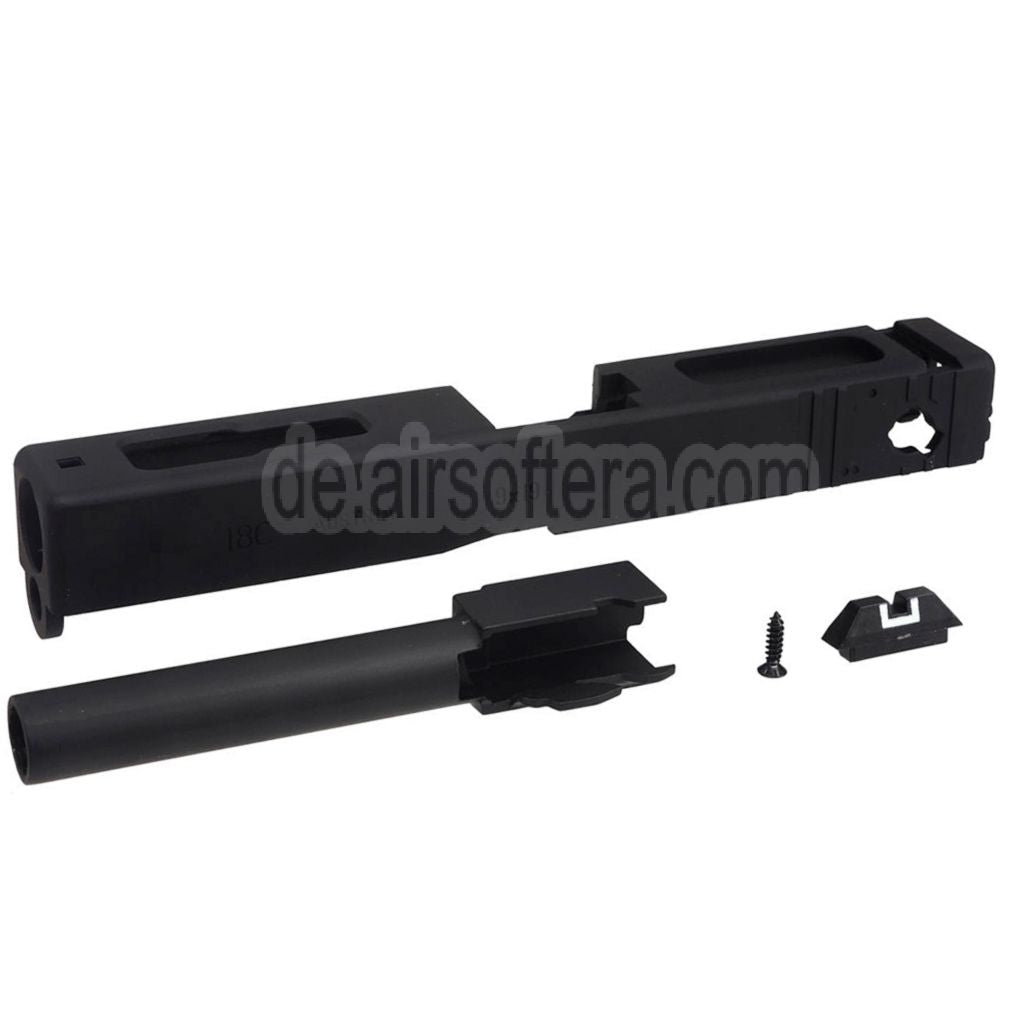 E&C Metall Schlittenlauf Set mit Kimme Geeignet für E&C G18C GBB Pistolen Airsoft Schwarz