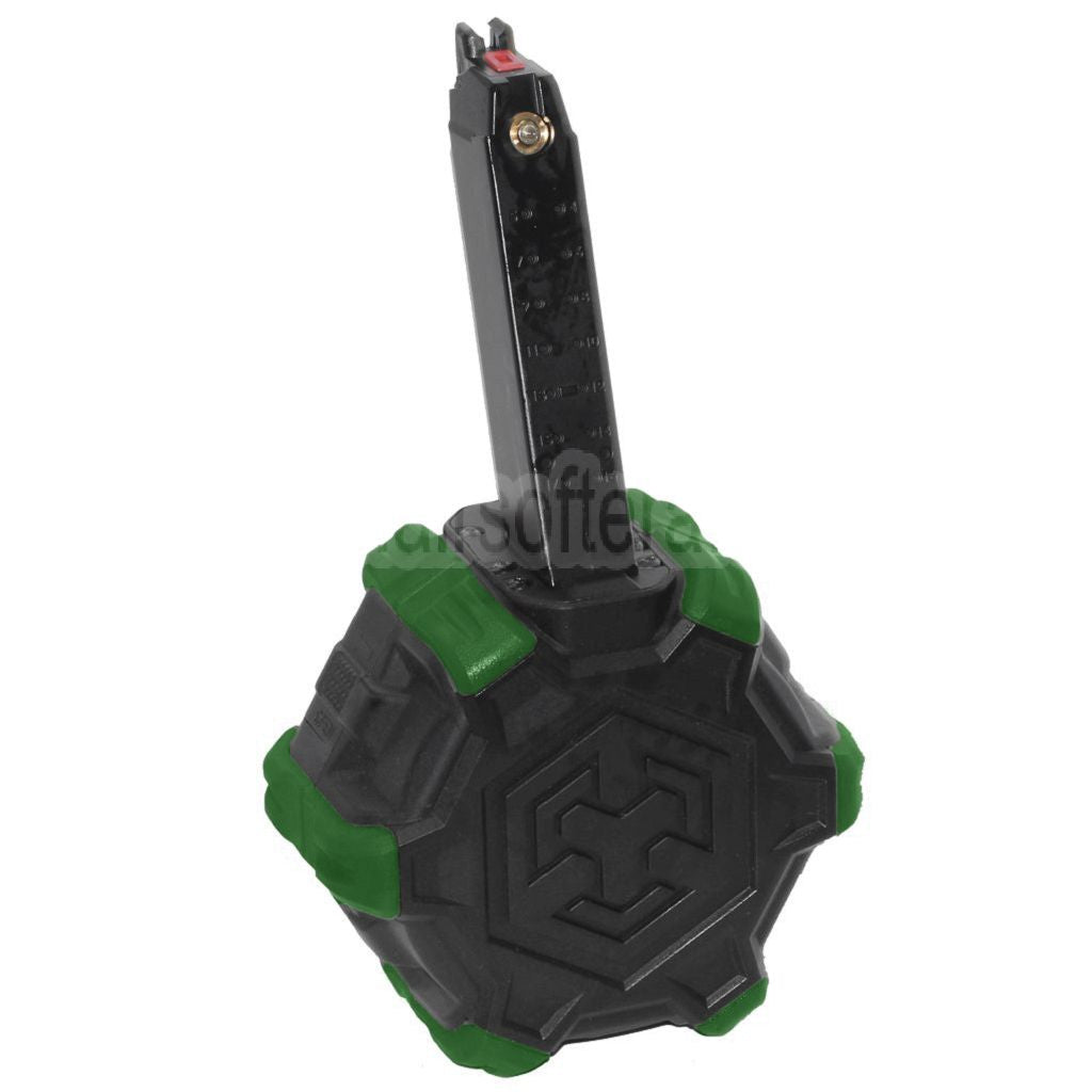 Armorer Works AW Custom 350rd Gas Adaptive Trommelmagazin Geeignet für G17 G18C G-Serie GBB Pistolen Airsoft