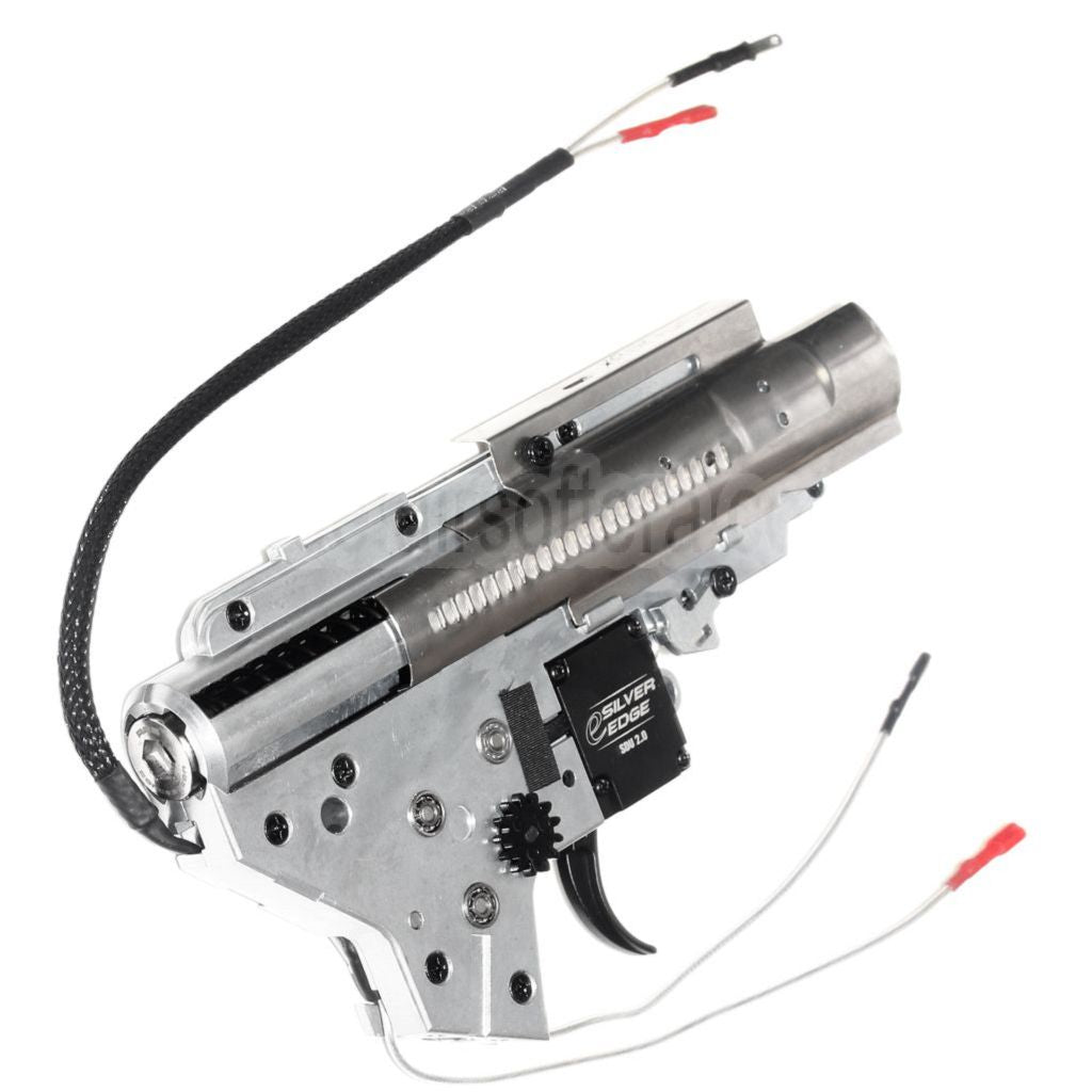 APS SDU 2.0 e-Silver Edge Version 2 V2 Getriebe QD Schnellwechsel Federsystem Geeignet für M4 M16 Serie AEG Gewehre Airsoft Hinten verkabelt