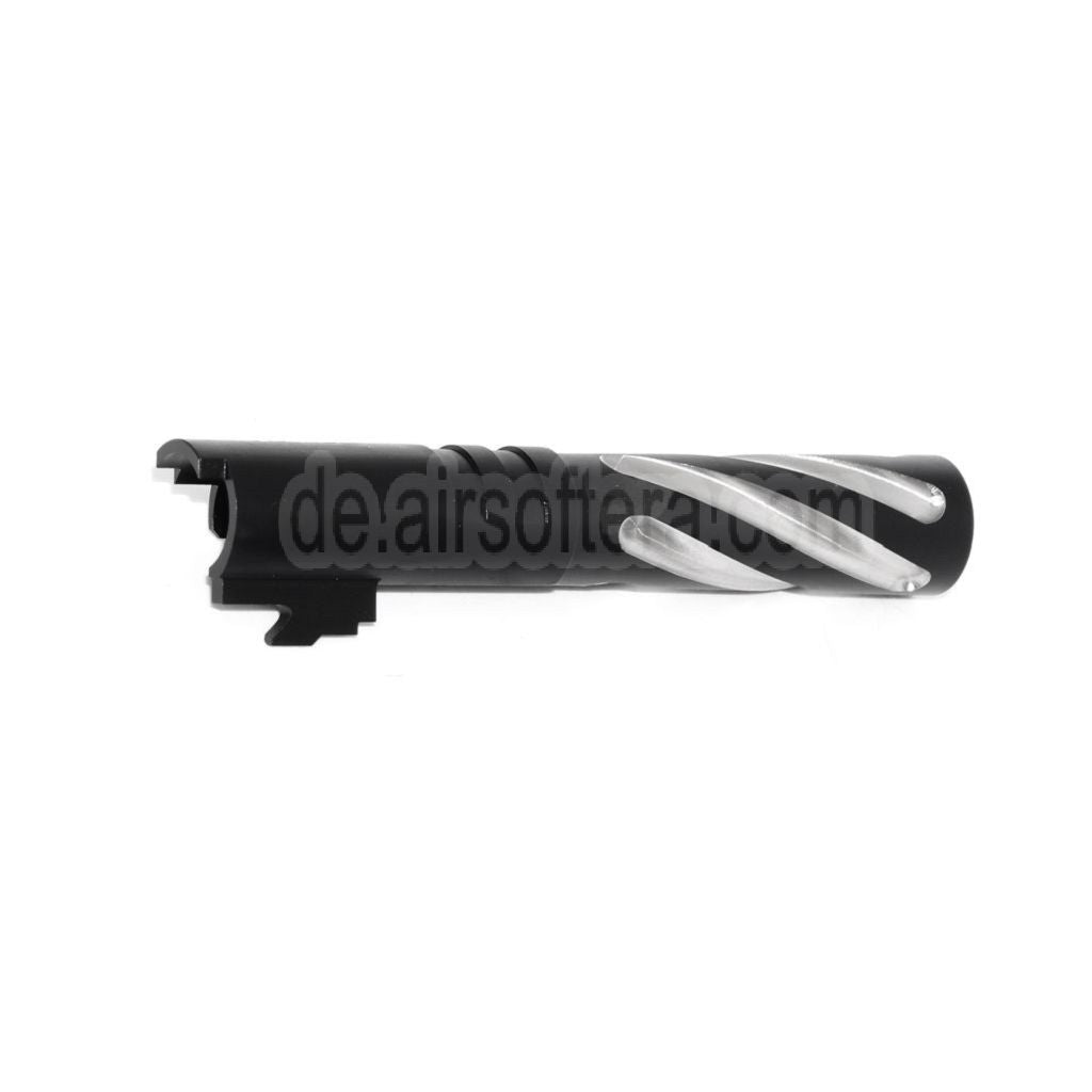 5KU 4.3 Zoll Edelstahl Tornado Stil Spiral Äußerer Lauf +11mm CW im Uhrzeigersinn Geeignet für Tokyo Marui Hi-Capa 4.3 GBB Pistolen Airsoft