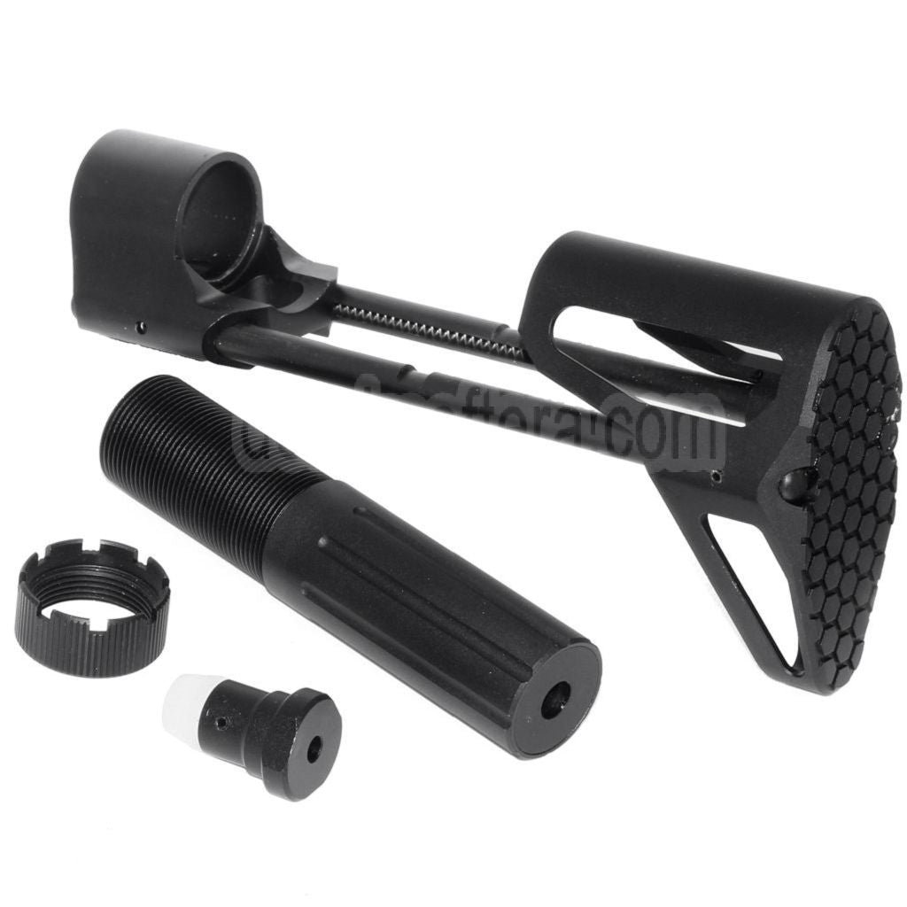 5KU PDW Einziehbarer Schiebeschaft Geeignet für GHK VFC WE (WE-TECH) WA M4 Serie GBB Gewehre Airsoft Schwarz