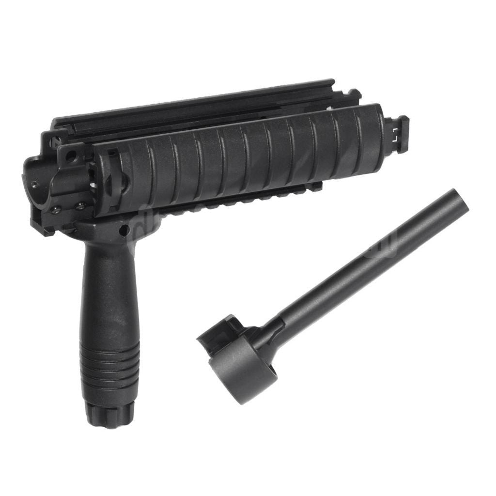 CYMA MP5 DX Interface Handschutzschienensystem mit QD Vordergriff und Außenlauf Geeignet für CYMA G&G Umarex Tokyo Marui MP5 Serie AEG Gewehre Airsoft Schwarz
