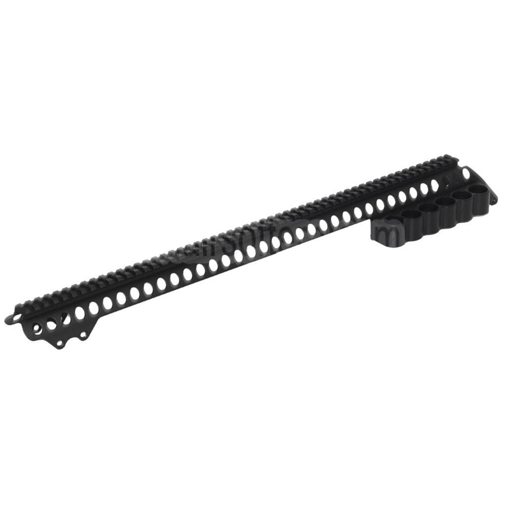 CYMA 537mm Aluminium Ober schienen System mit 6-Schalen Trägerhalterung Geeignet für CYMA Tokyo Marui M870 Serie Schrotflinte Airsoft Schwarz