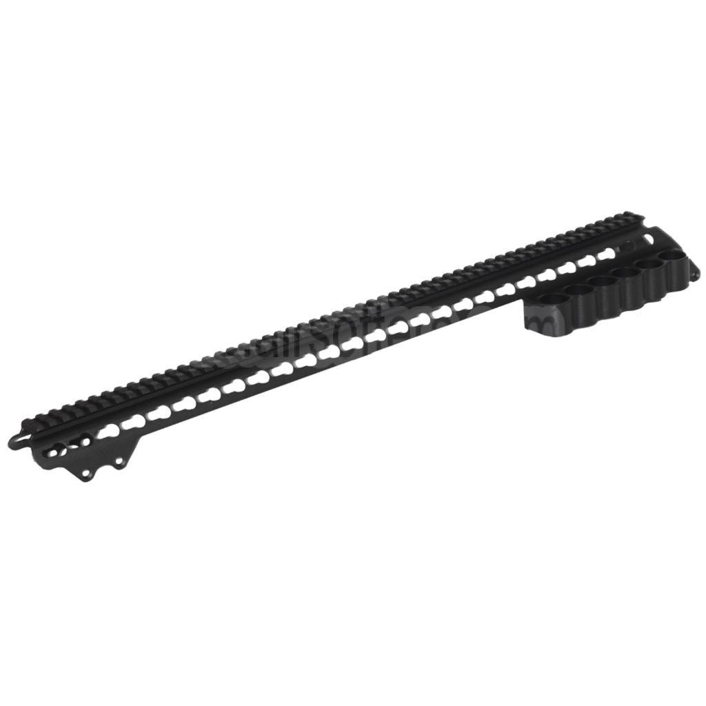 CYMA 537mm Aluminium KeyMod Ober schienen System mit 6-Schalen Trägerhalterung Geeignet für CYMA Tokyo Marui M870 Serie Schrotflinte Airsoft Schwarz