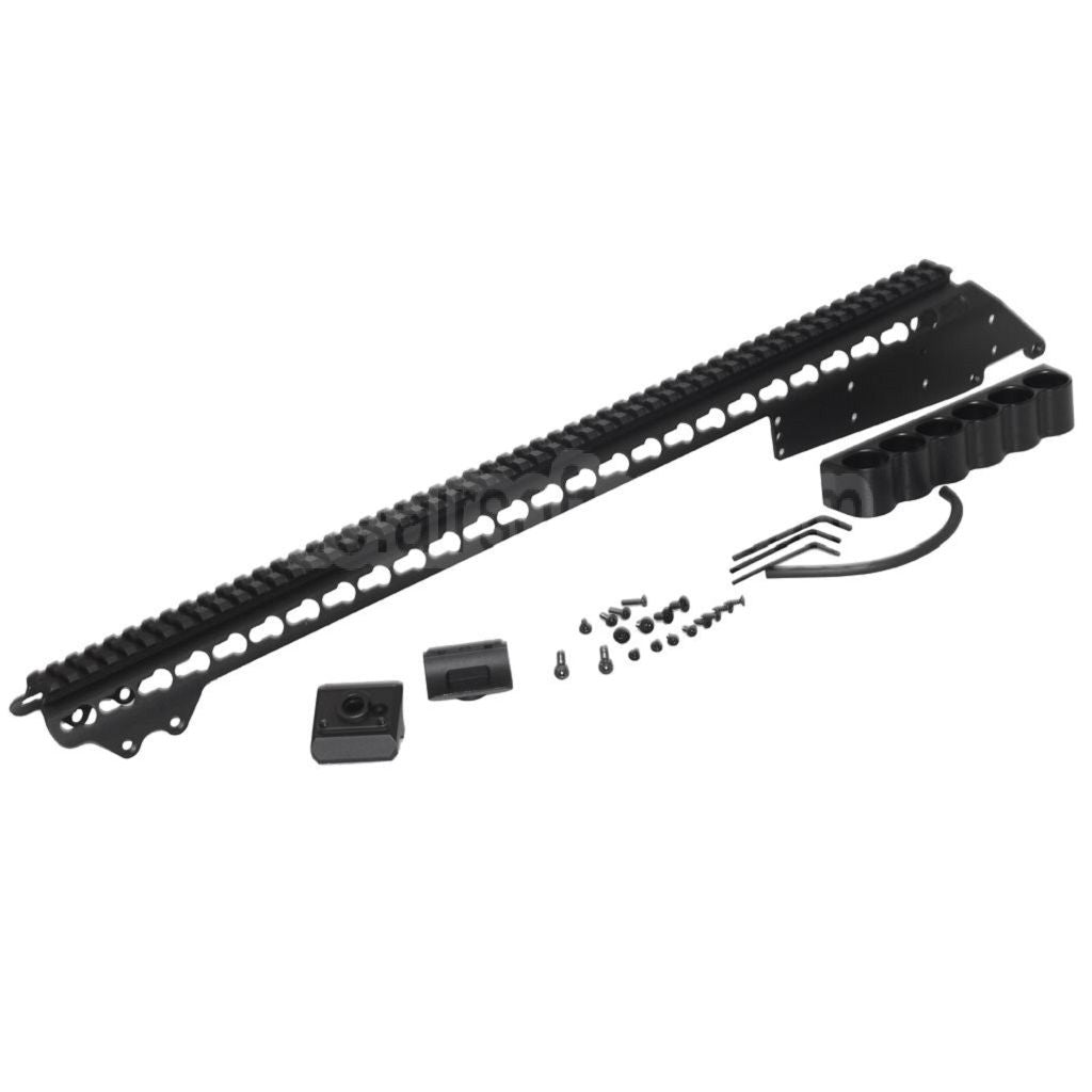 CYMA 537mm Aluminium KeyMod Ober schienen System mit 6-Schalen Trägerhalterung Geeignet für CYMA Tokyo Marui M870 Serie Schrotflinte Airsoft Schwarz