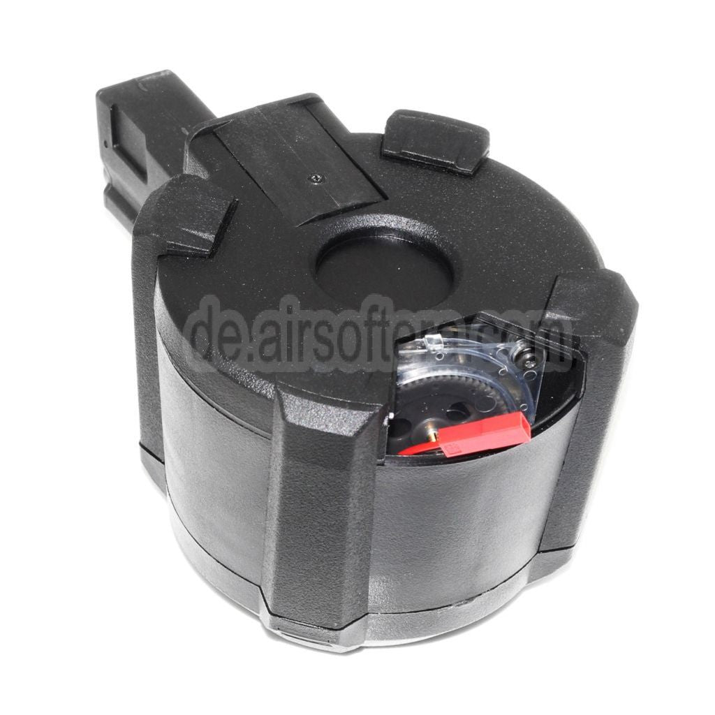 BATTLEAXE 1400rd Elektrisch Trommelmagazin Geeignet für MP5 Serie AEG Gewehre Airsoft Schwarz