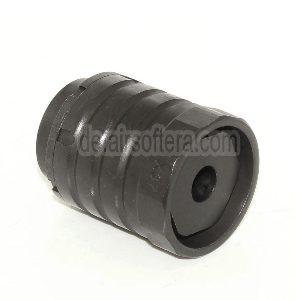 5KU 50mm 360 X37 Mündungsbremse Mündungsfeuerdämpfer mit Blast Shield Geeignet für +24mm CW Rechtsgewinde Lauf Gewehre Airsoft Schwarz