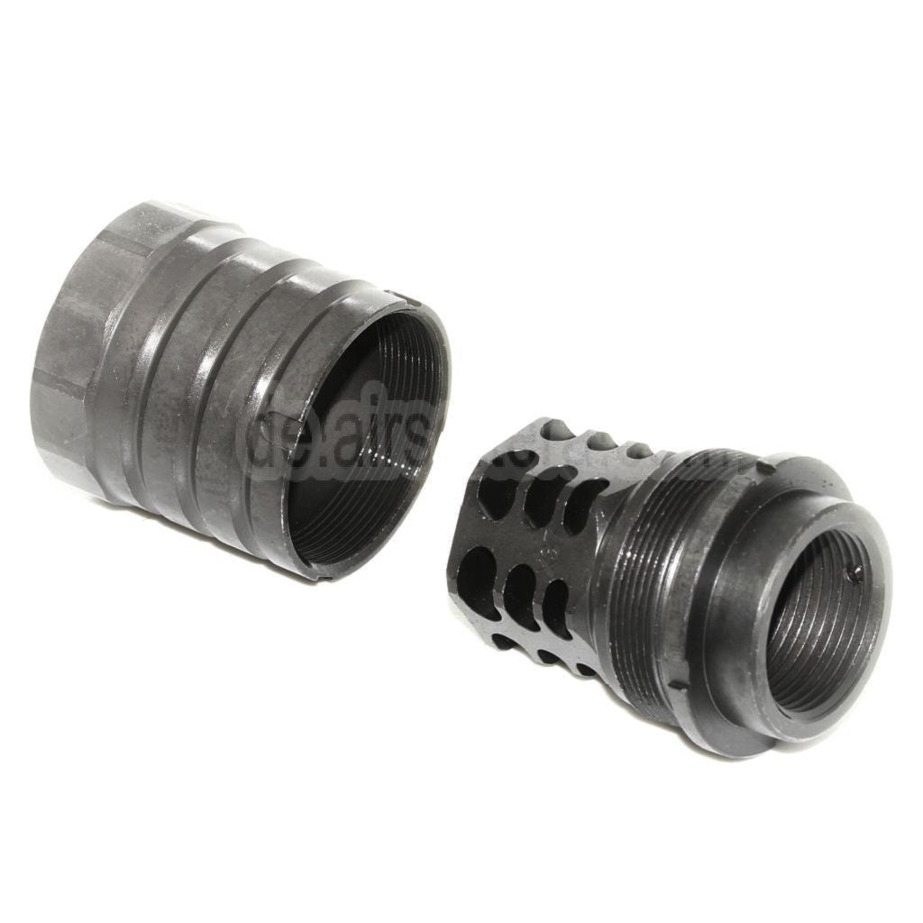 5KU 50mm 360 X37 Mündungsbremse Mündungsfeuerdämpfer mit Blast Shield Geeignet für +24mm CW Rechtsgewinde Lauf Gewehre Airsoft Schwarz