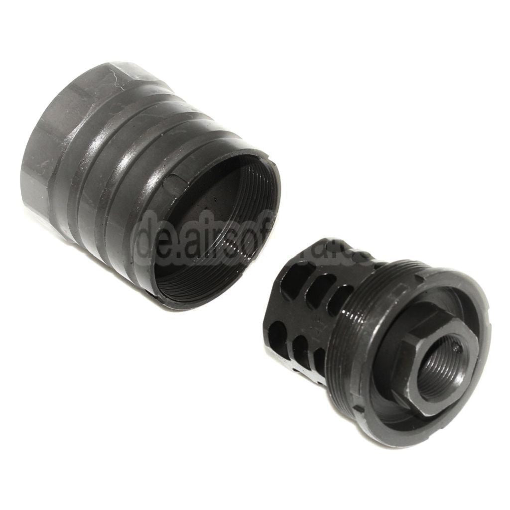 5KU 48mm 360 X37 Mündungsbremse Mündungsfeuerdämpfer mit Blast Shield Geeignet für -14mm CCW Gegen den Uhrzeigersinn Lauf Gewehre Airsoft Schwarz