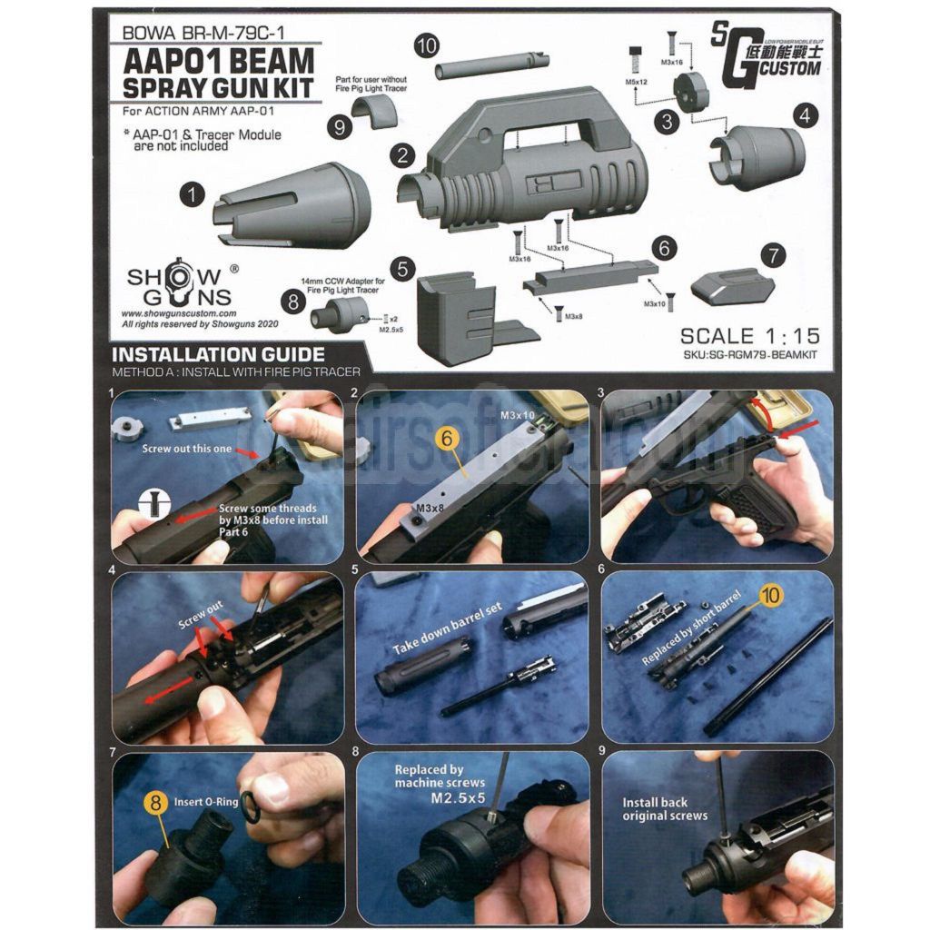 Show Guns Tactical SG Strahlspray Kit Typ A geeignet für ACTION ARMY AAP-01 Serie GBB Pistolen Airsoft