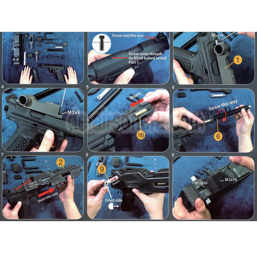 Show Guns Tactical SG RX-79 Gundam Ground Typ MG100 Maschinengewehr Kit mit Fire Pig Light Tracer geeignet für Action Army AAP-01 Serie GBB-Pistolen Airsoft