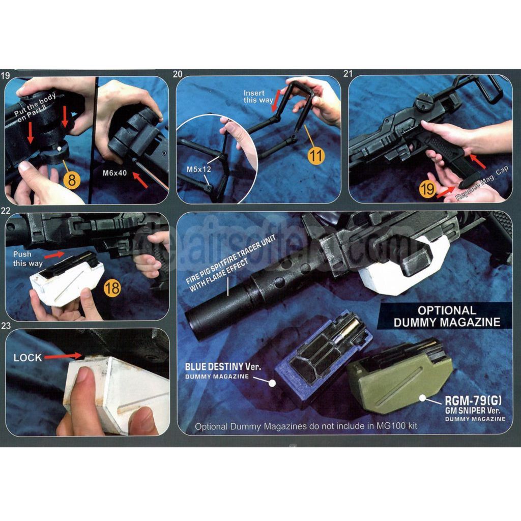 Show Guns Tactical SG RX-79 Gundam Ground Typ MG100 Maschinengewehr Kit mit Fire Pig Light Tracer geeignet für Action Army AAP-01 Serie GBB-Pistolen Airsoft