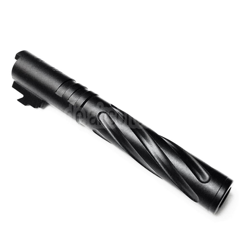 5KU 5 Zoll 123/127mm CNC Aluminium Tornado Stil Spiral Äußerer Lauf +11mm CW im Uhrzeigersinn Geeignet für Armorer Works AW WE-TECH Tokyo Marui Hi-Capa 5.1 GBB Pistolen Airsoft