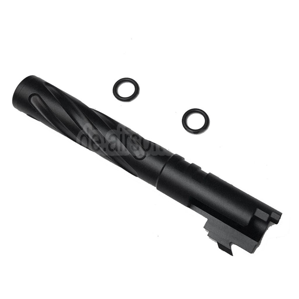 5KU 5 Zoll 123/127mm CNC Aluminium Tornado Stil Spiral Äußerer Lauf +11mm CW im Uhrzeigersinn Geeignet für Armorer Works AW WE-TECH Tokyo Marui Hi-Capa 5.1 GBB Pistolen Airsoft