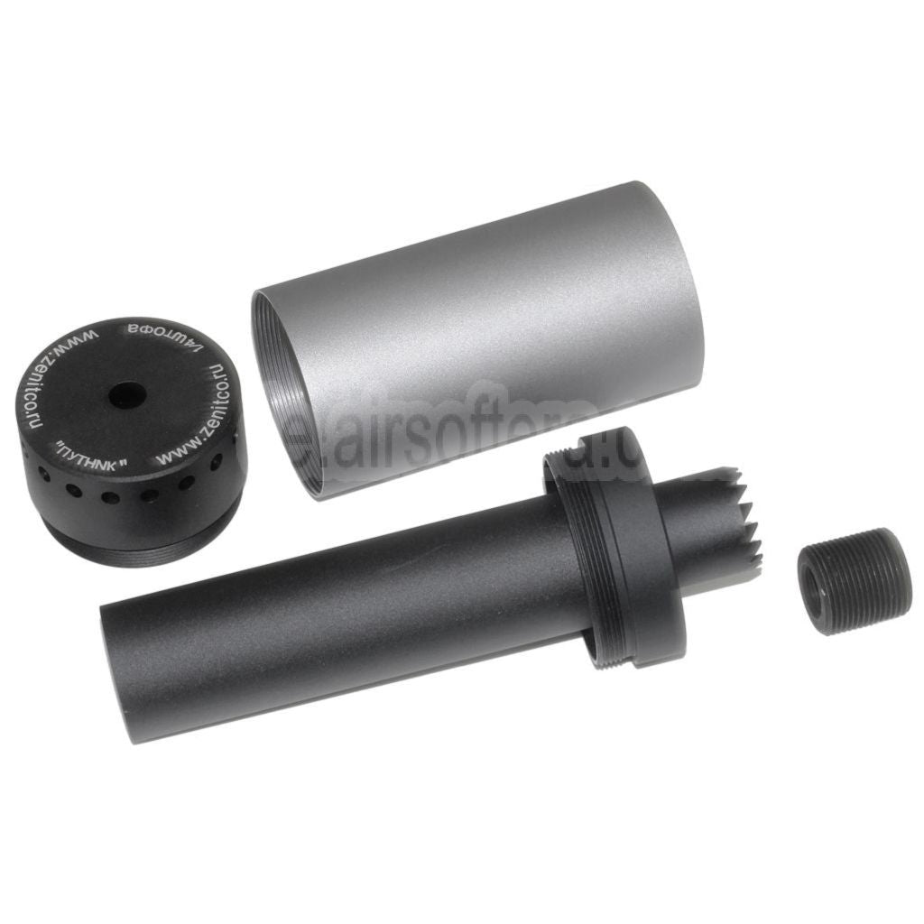 5KU 175mm DTK PUTNIK Attrappe Schalldämpfer mit +24mm CW Im Uhrzeigersinn / -14mm CCW Gegen den Uhrzeigersinn Adapter Schwarz/Grau