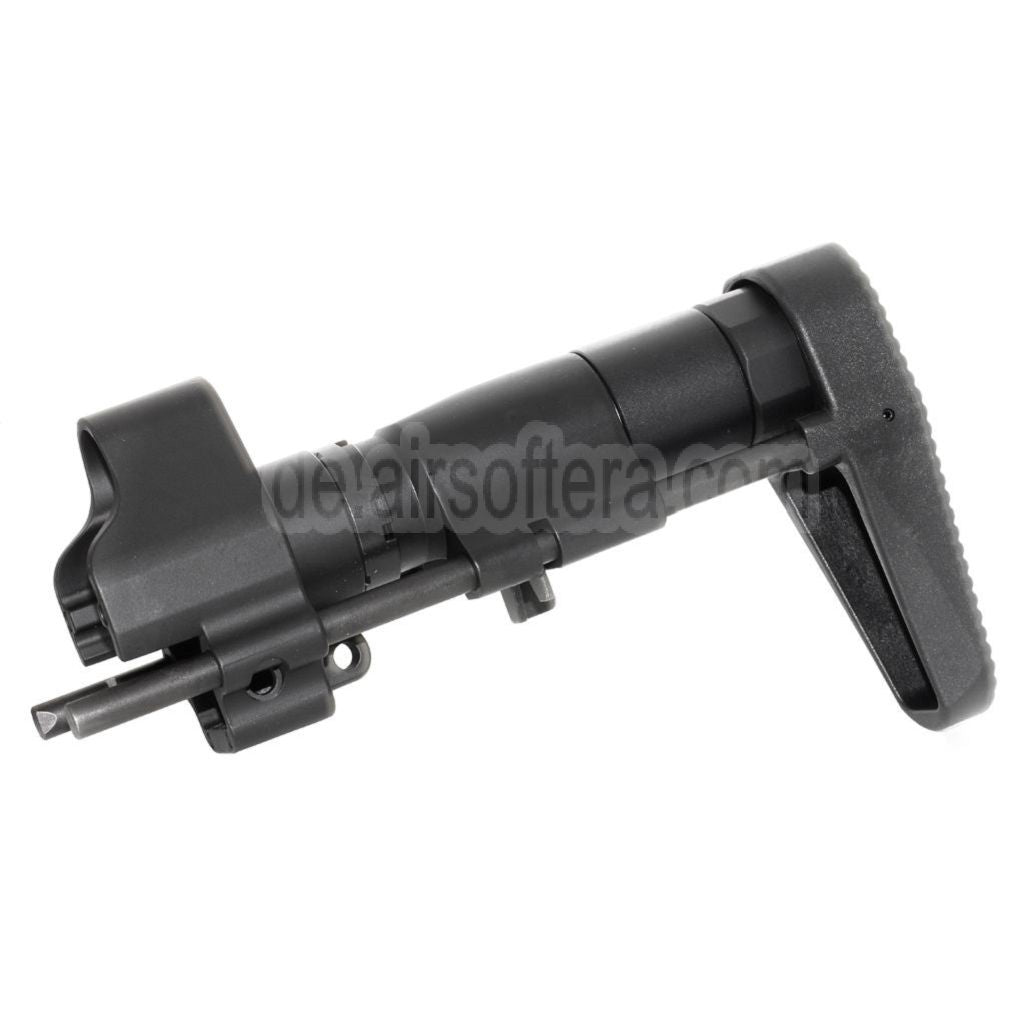 AirsoftEra CNC Aluminum Einziehbarer Schaft mit Adapter Geeignet für CYMA Tokyo Marui MP5 Serie AEG Gewehre Schwarz