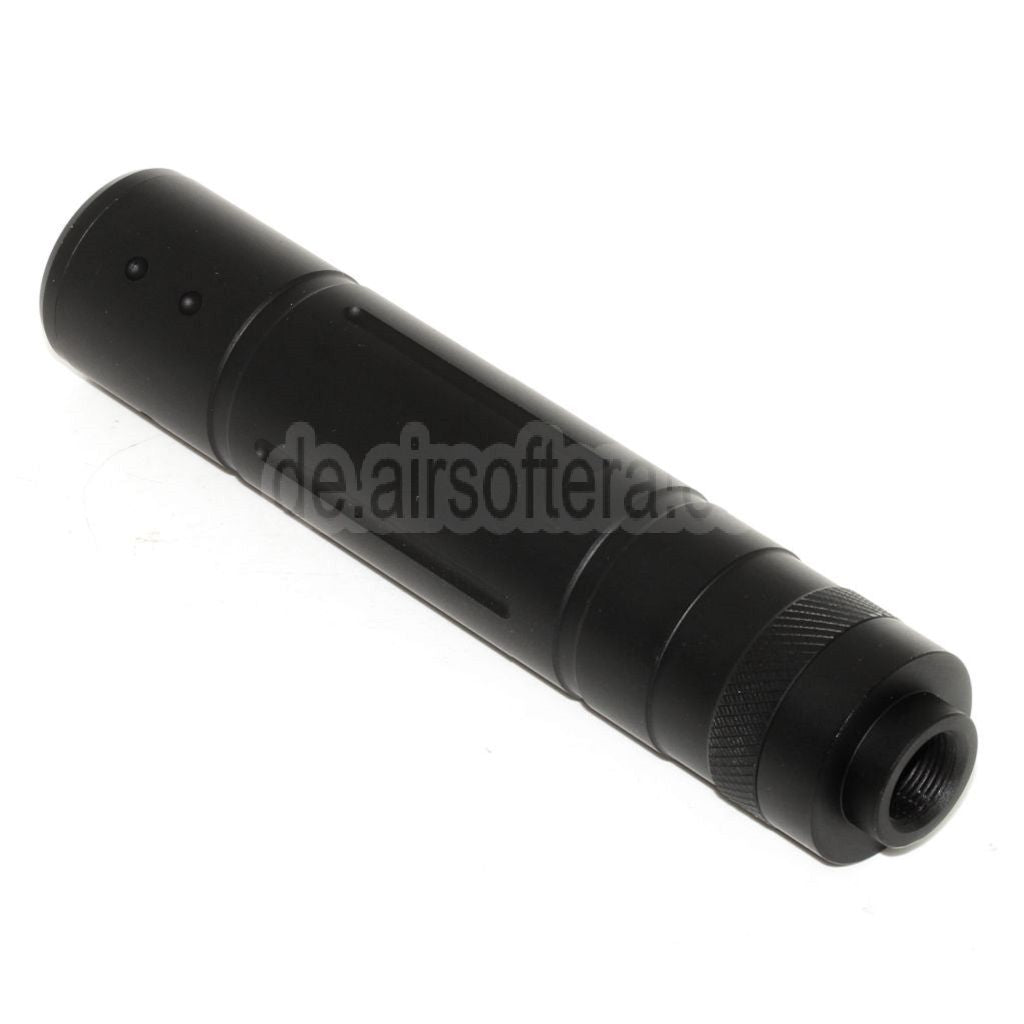 DOUBLE BELL 155mm x 32mm Schalldämpfer Geeignet für -14mm CCW Gegen den Uhrzeigersinn Gewehre Airsoft Schwarz