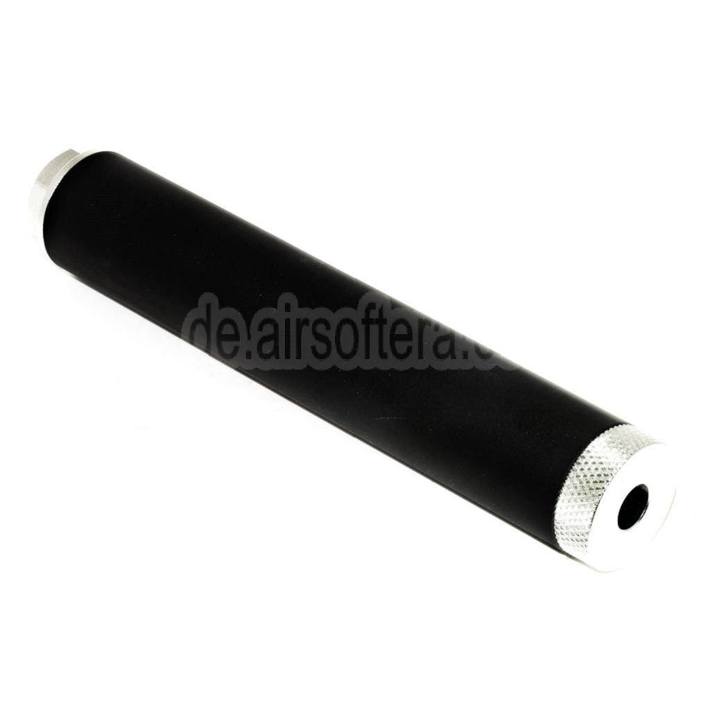 DOUBLE BELL 194mm/204mm x 35mm Schalldämpfer Geeignet für -14mm CCW Gegen den Uhrzeigersinn Gewehre Airsoft Schwarz/Silber