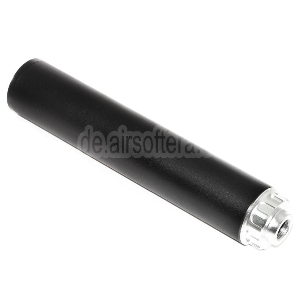DOUBLE BELL 198mm/204mm x 43mm Schalldämpfer Geeignet für -14mm CCW Gegen den Uhrzeigersinn Gewehre Airsoft Schwarz/Silber