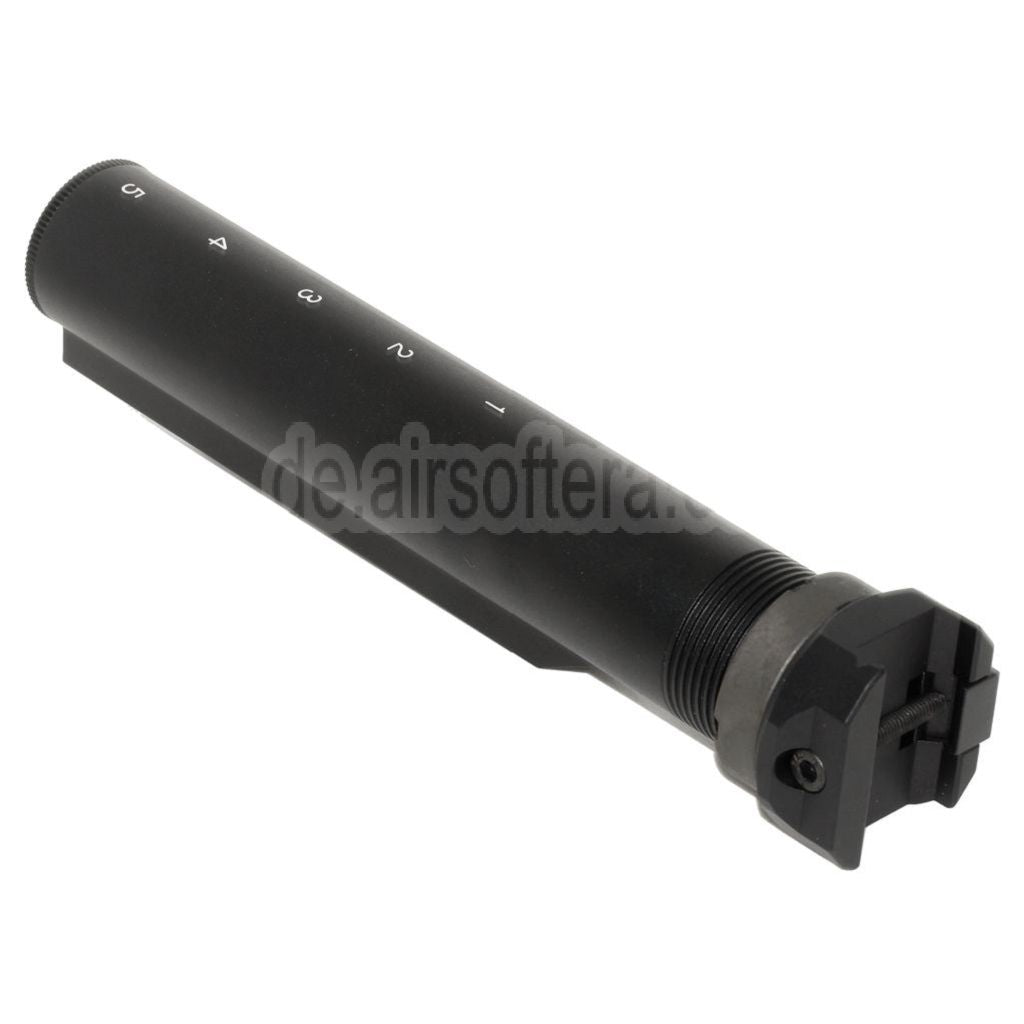 5KU 5-Positions Schaft Pufferrohr mit 20mm Picatinny Schienenadapter Geeignet für M4 Gewehre Einziehbarer Schaft Schwarz