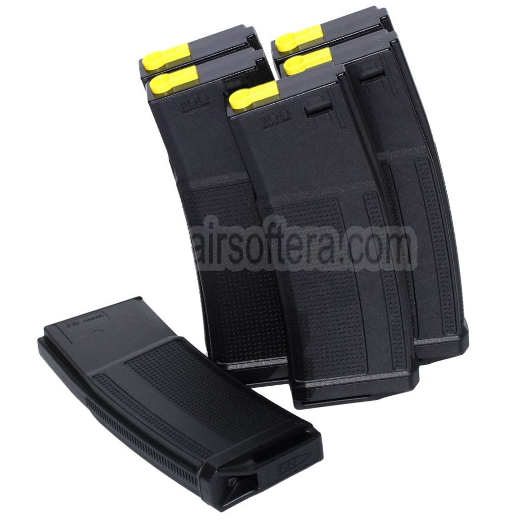 CYMA 6 Stück Packung EMG Daniel Defense 230rd Polymer Mid-Cap Magazin Geeignet für M4 M16 Serie AEG Gewehre Airsoft Schwarz