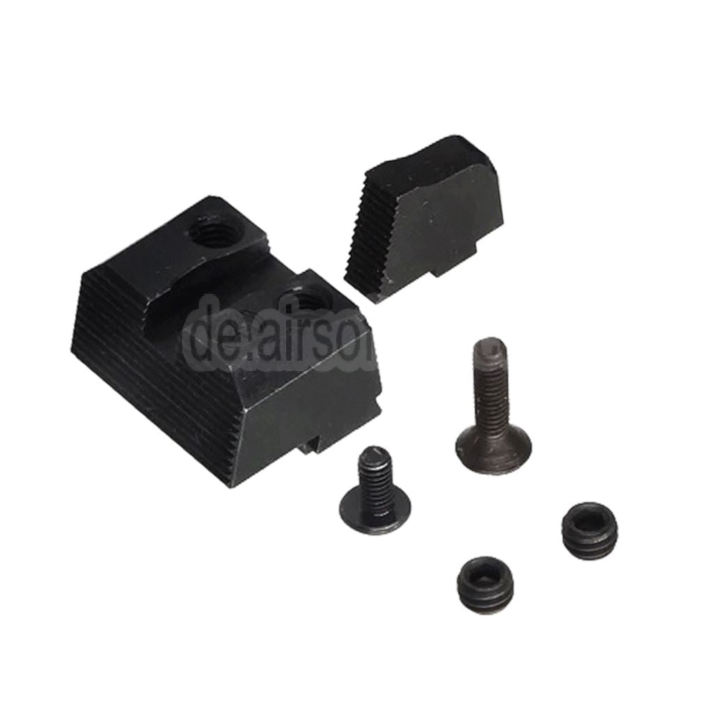 Guns Modify GM CNC Stahl SU Stil Schalldämpfer Visierset vorne hinten Geeignet für WE(WE-TECH) Tokyo Marui G-Serie GBB Pistolen Airsoft Schwarz