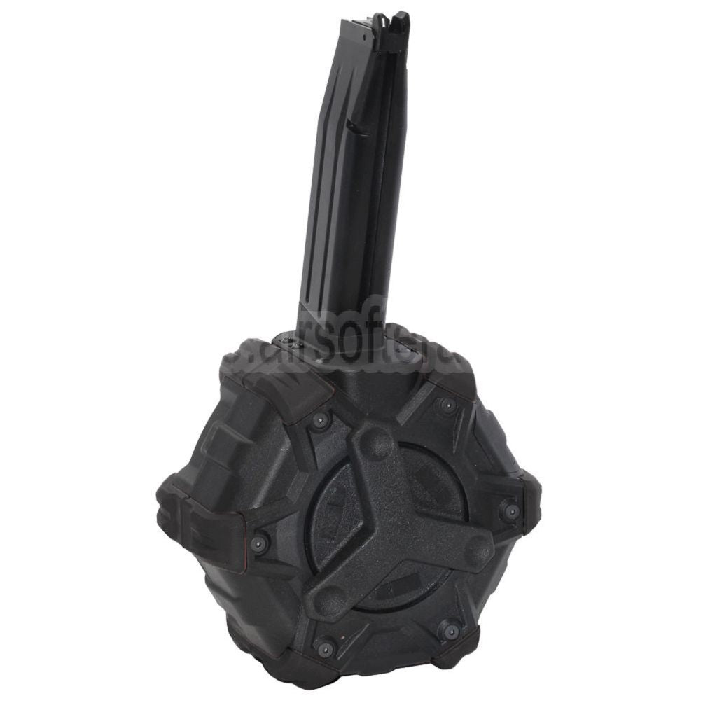 WE (WE-TECH) 350rd Gas Trommelmagazin Geeignet für Hi-Capa GBB Pistolen Airsoft Black
