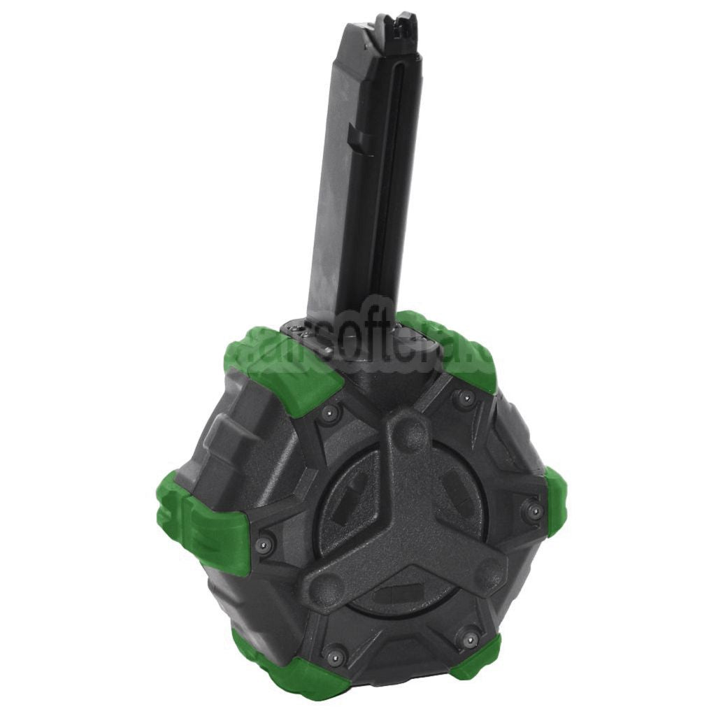 WE (WE-TECH) 350rd Gas Trommelmagazin Geeignet für G17 G18C G-Serie GBB Pistolen Airsoft Black