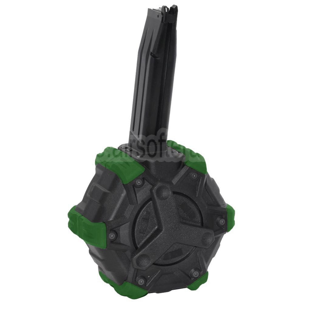WE (WE-TECH) 350rd Gas Trommelmagazin Geeignet für Hi-Capa GBB Pistolen Airsoft Black
