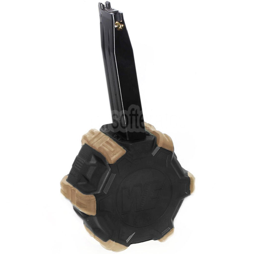 WE (WE-TECH) 350rd Gas Trommelmagazin Geeignet für Hi-Capa GBB Pistolen Airsoft Black