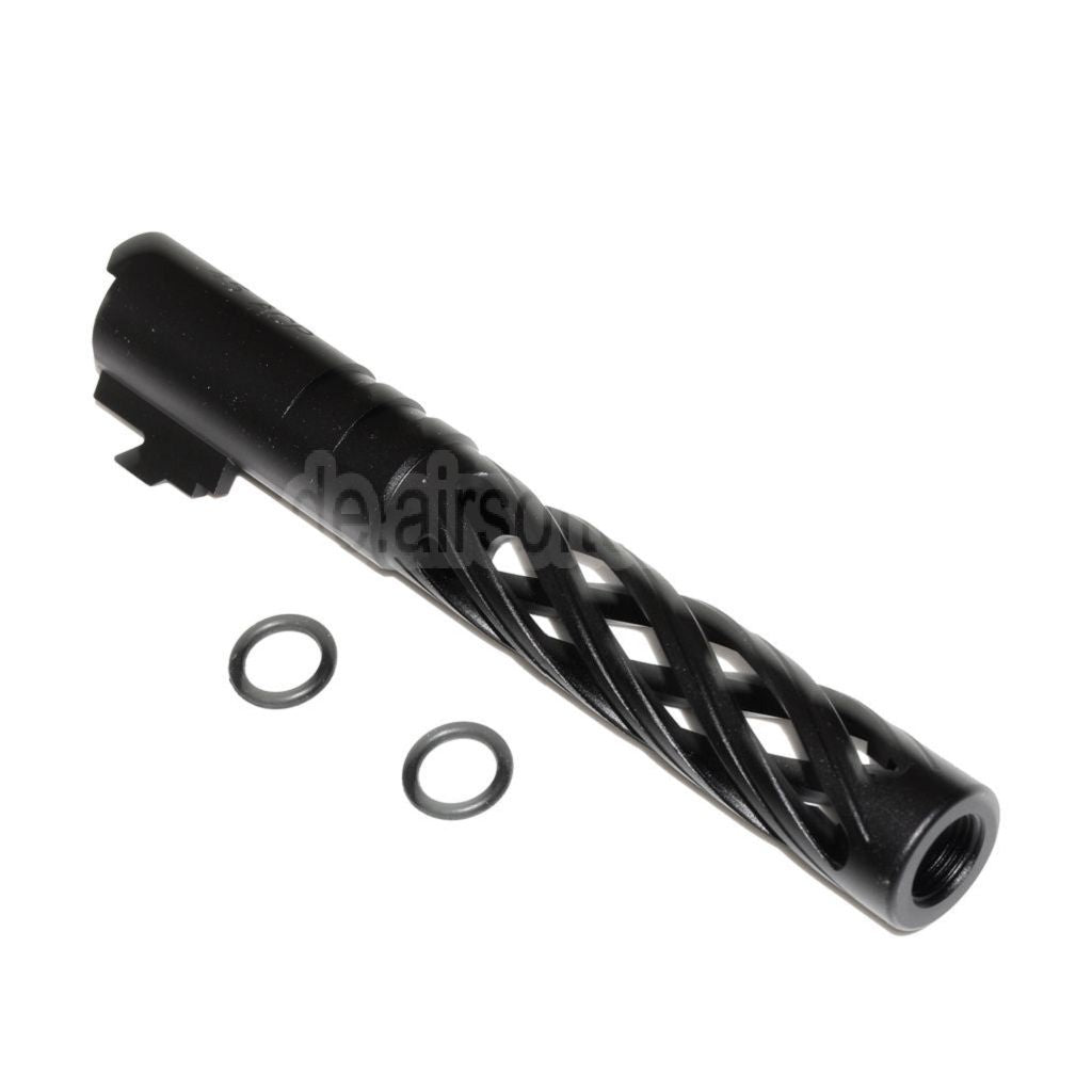 5KU 5 Zoll 123/127mm CNC Tornado Spiral Hollow Äußerer Lauf +11mm CW im Uhrzeigersinn Geeignet für Armorer Works AW WE-TECH Tokyo Marui Hi-Capa 5.1 GBB Pistolen Airsoft