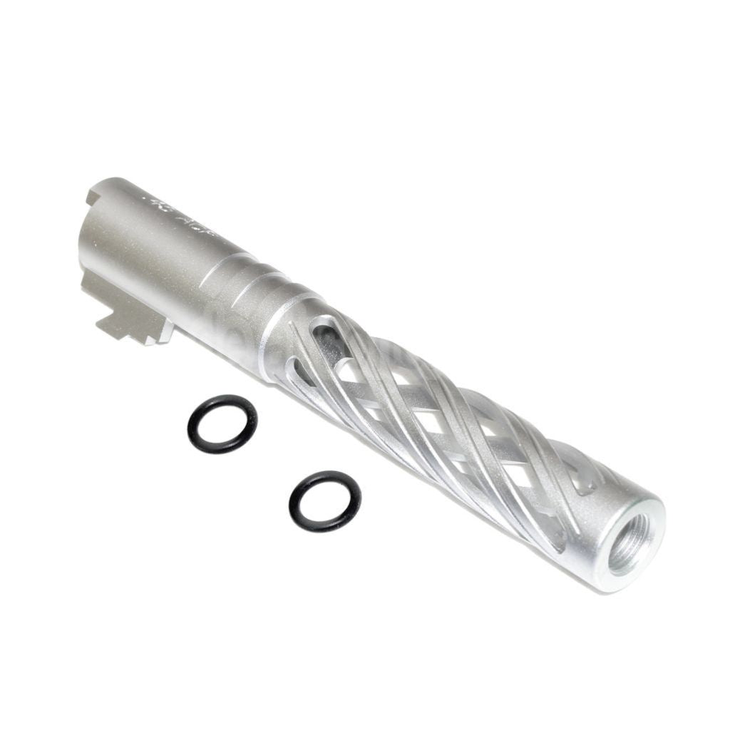 5KU 5 Zoll 123/127mm CNC Tornado Spiral Hollow Äußerer Lauf +11mm CW im Uhrzeigersinn Geeignet für Armorer Works AW WE-TECH Tokyo Marui Hi-Capa 5.1 GBB Pistolen Airsoft
