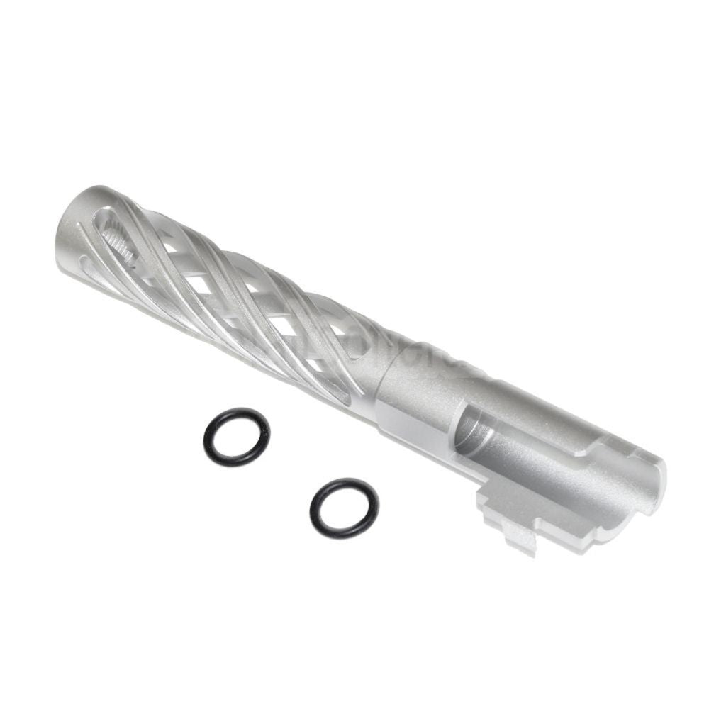 5KU 5 Zoll 123/127mm CNC Tornado Spiral Hollow Äußerer Lauf +11mm CW im Uhrzeigersinn Geeignet für Armorer Works AW WE-TECH Tokyo Marui Hi-Capa 5.1 GBB Pistolen Airsoft