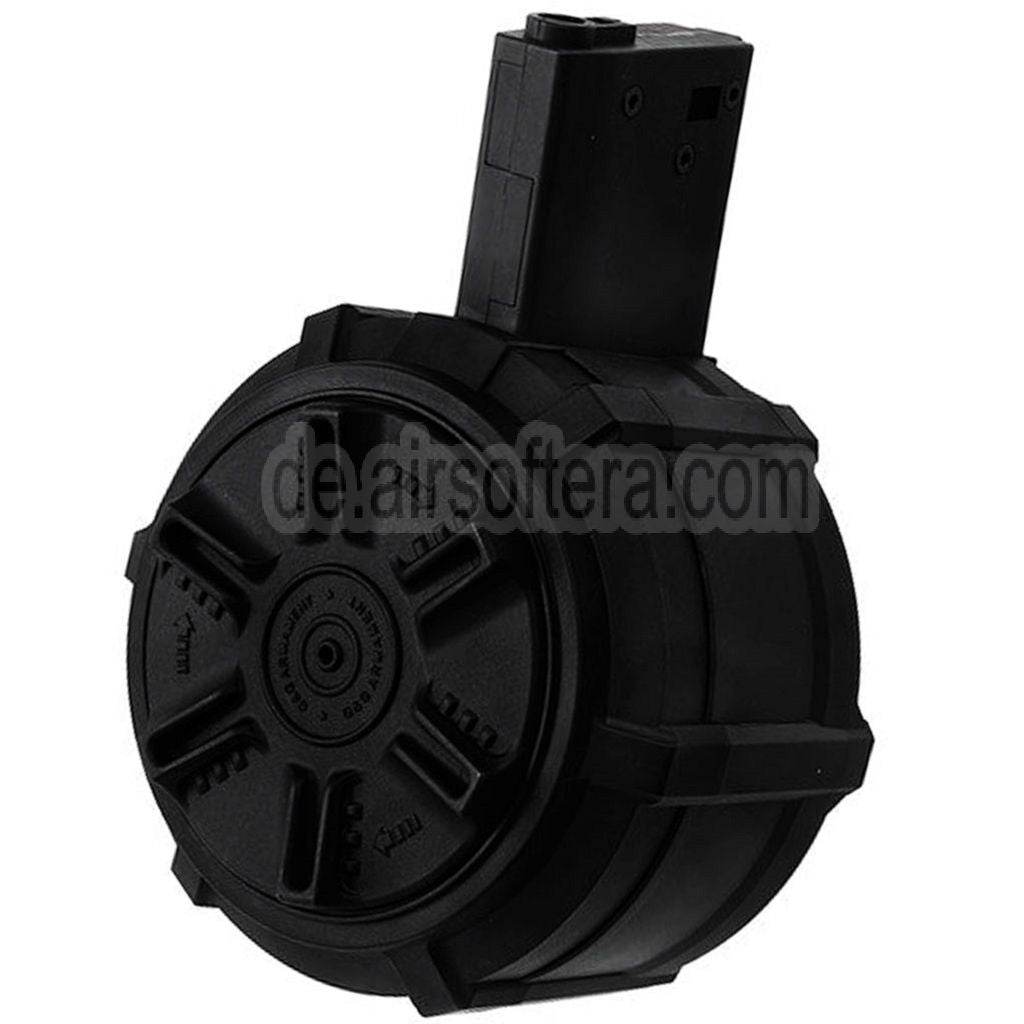 G&G 2300rd Polymer Trommelmagazin Geeignet für G&G M4 M16 Serie AEG Gewehre Airsoft Schwarz