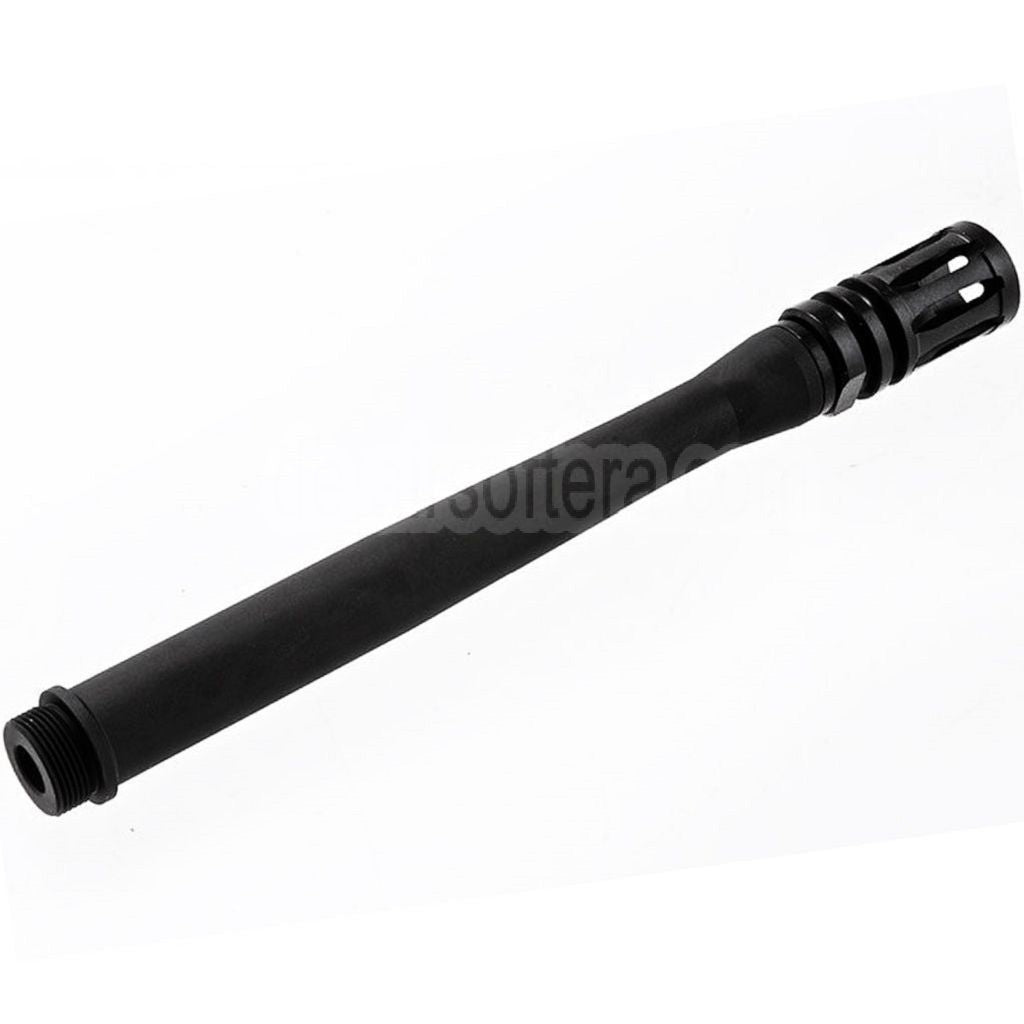 VFC Verlängerter Außenlauf -14mm CCW gegen den Uhrzeigersinn mit Mündungsfeuerdämpfer Geeignet für VFC M249 Serie GBB Machine Gun Gewehre Airsoft Schwarz