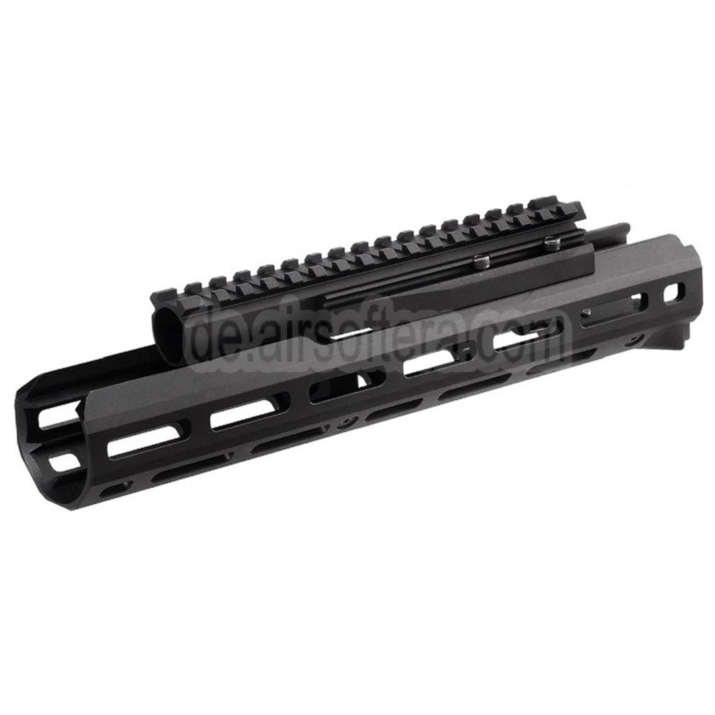 Hephaestus 10.5 Zoll 265mm CNC Aluminum M-LOK Handschutz mit 20mm Schienen Gasrohr Geeignet für Tokyo Marui ZET System AK Serie GBB Gewehre Airsoft Schwarz
