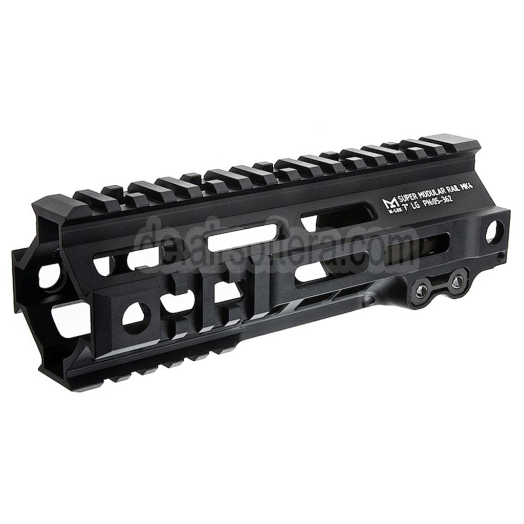 Z-Parts Aluminum 185mm 7 Zoll MK4 M-LOK Handschutz schienen system mit Laufmutter Geeignet für Tokyo Marui M4 Serie MWS GBB Gewehre Airsoft Schwarz