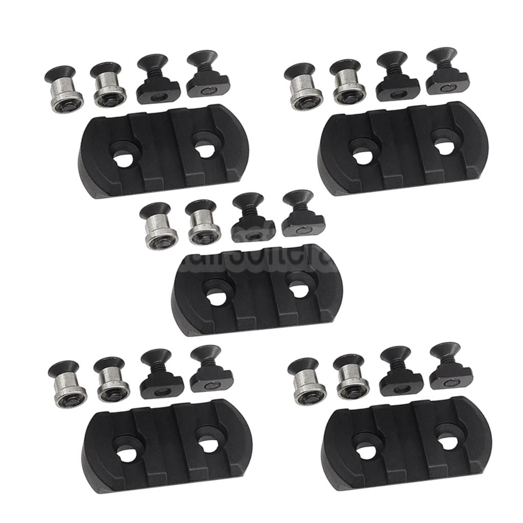 AirsoftEra 5 Stück Aluminum 3-Slots Schienenabschnitt Geeignet für M-LOK und KeyMod Handschutzsystem Schwarz