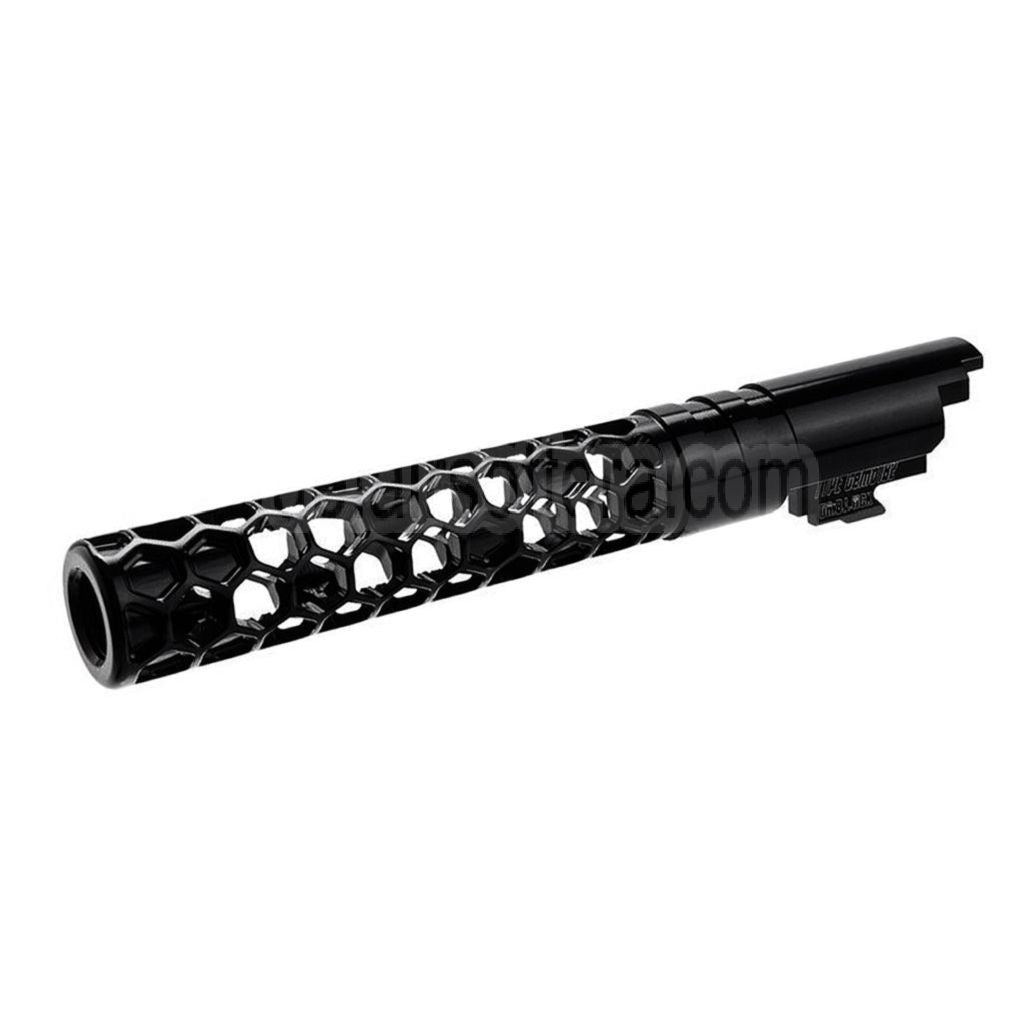 Dr. Black CNC 6063 Aluminum 5 Zoll 125mm Favos Stil Äußerer Lauf +11mm CW im Uhrzeigersinn Geeignet für Armorer Works AW WE-TECH Tokyo Marui Hi-Capa 5.1 Serie GBB Pistolen Airsoft