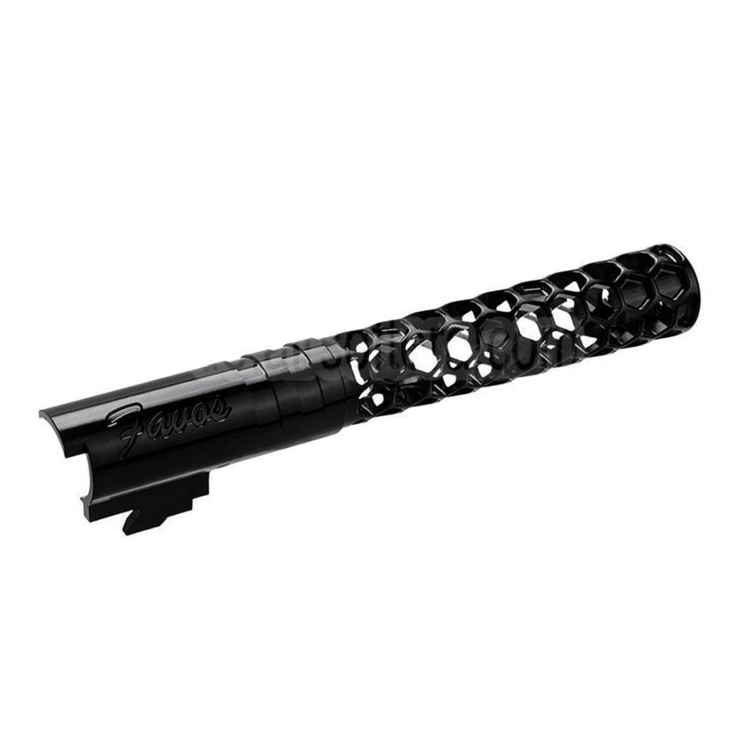 Dr. Black CNC 6063 Aluminum 5 Zoll 125mm Favos Stil Äußerer Lauf +11mm CW im Uhrzeigersinn Geeignet für Armorer Works AW WE-TECH Tokyo Marui Hi-Capa 5.1 Serie GBB Pistolen Airsoft