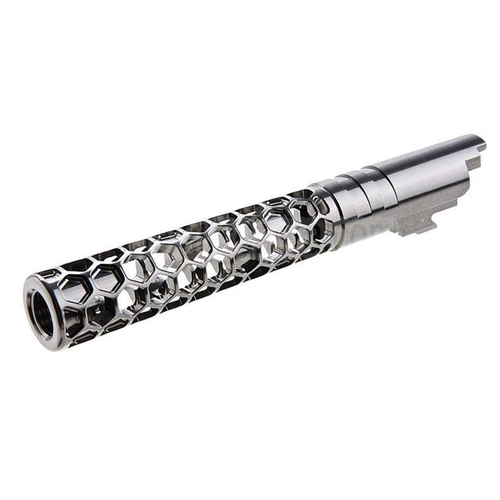 Dr. Black CNC 6063 Aluminum 5 Zoll 125mm Favos Stil Äußerer Lauf +11mm CW im Uhrzeigersinn Geeignet für Armorer Works AW WE-TECH Tokyo Marui Hi-Capa 5.1 Serie GBB Pistolen Airsoft